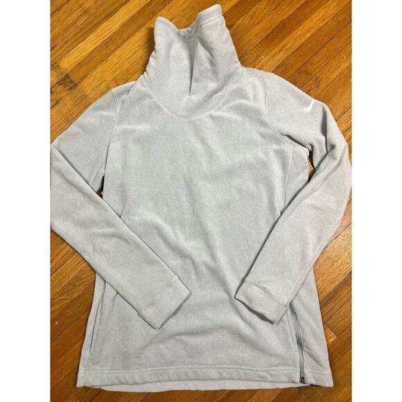 Nike Womens Gray Pull Over Cowl Turtle Neck Long Sleeve Fleece Sweatshirt M - Picture 1 of 7